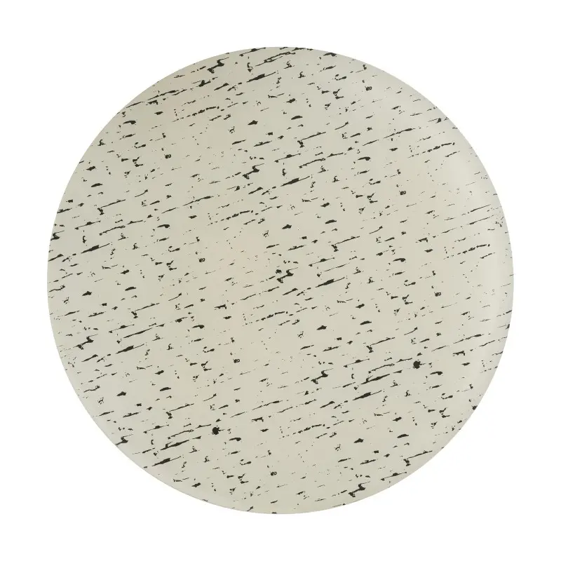 My Glass Studio Flat Cake Plate 13 in x 3/8 in Mid Modern Cream/Dark Grey - Set of 4