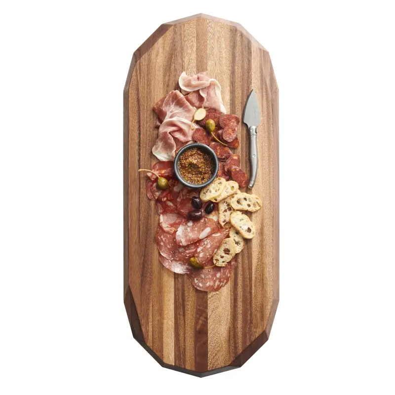 Creations Wood Oval Faceted Acacia Board 28 in x 12 in x 2 in - Set of 2