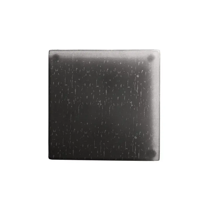 My Glass Studio Square Footed Serving Platter 10 3/4 in x 10 3/4 in x 7/8 in Mid Modern Dark Grey/Cream - Set of 2