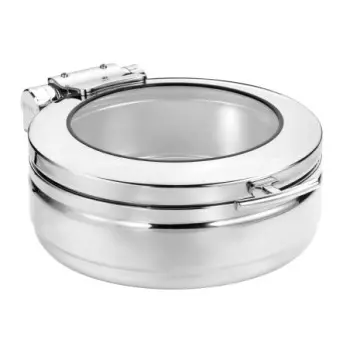 WNK HW/Buffet Round indux Chafer with Glass Lid & S/S insert 14 3/4 in x 18 7/8 in x 6 3/4 in (5 1/2 qts) Diva