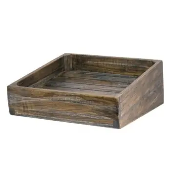 DW Haber Fusion Wood Slatted Angle Basket 14 in x 14 in Ash Grey