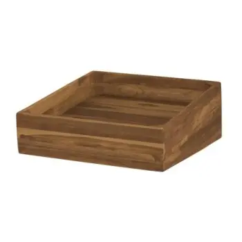 DW Haber Fusion Wood Slatted Angle Basket 14 in x 14 in Teak