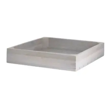 DW Haber Fusion Wood Slatted Flat Basket 14 in x 14 in Grey Wash