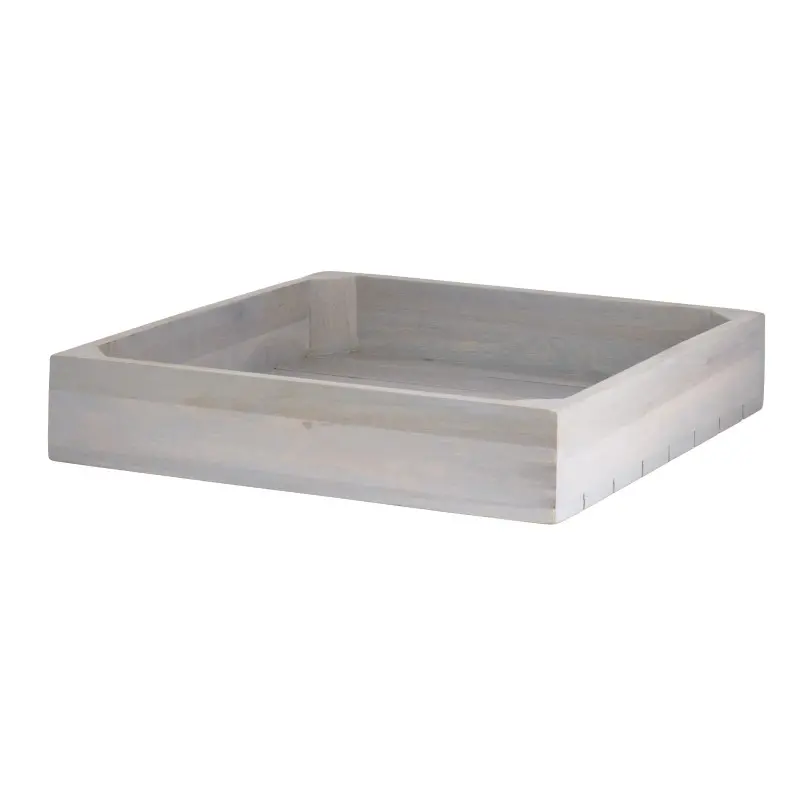DW Haber Fusion Wood Slatted Flat Basket 14 in x 14 in Grey Wash DW Haber Fusion Wood Slatted Flat Basket 14 in x 14 in Grey Wash