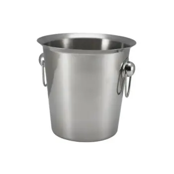 Genware Wine Bucket Ring Handles 8 in x 7 5/8 in Stainless Steel - Set of 3