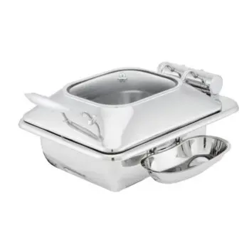 Walco HW/Buffet Rectangle Chafer Body with Glass Lid 18 1/2 in x 13 1/2 in x 10 1/4 in (4 qt) Idol Buffet