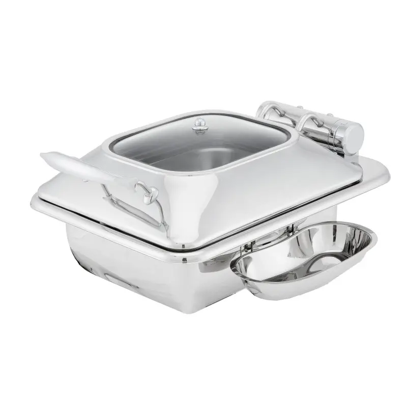 Walco HW/Buffet Rectangle Chafer Body with Glass Lid 18 1/2 in x 13 1/2 in x 10 1/4 in (4 qt) Idol Buffet
