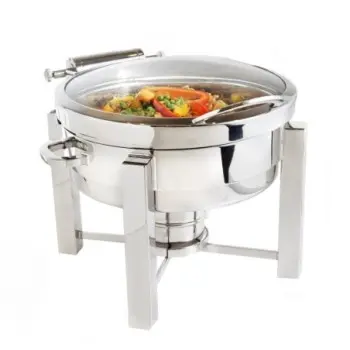 DW Haber Chafer Tower 4 qt Round Full Glass Hinged Stainless Steel