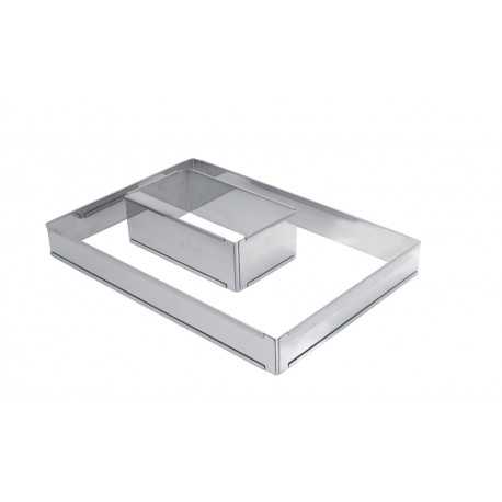 De Buyer 3014.21 De Buyer Stainless Steel Adjustable Pastry Frame -Rectangle - 8 1/2''x4 1/2''x3'' To 15 3/4''x 8 1/4'' Ice C...