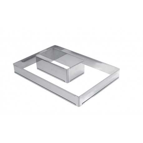 De Buyer 3014.43 De Buyer Stainless Steel Adjustable Pastry Frame - Rectangle - 17''x11 1/2''x2'' To 22''x33'' Mousse Rings -...