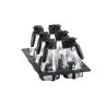 Tablecraft NSF Option Salad Dressing Dispenser Set 48 OZ. 20.75"x12.75"x9.75" - Incl. 6 Dispensers - Black Tray & 10 Tag