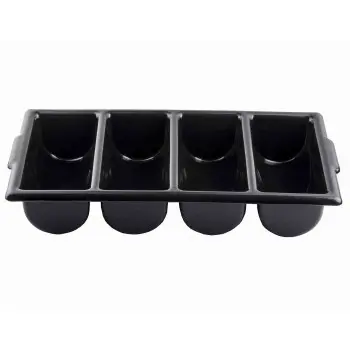 Tablecraft Cutlery Bin Black 21.75"x11.75"x3.75" - Polyethylene (High Density Copolymer) - Set of 12