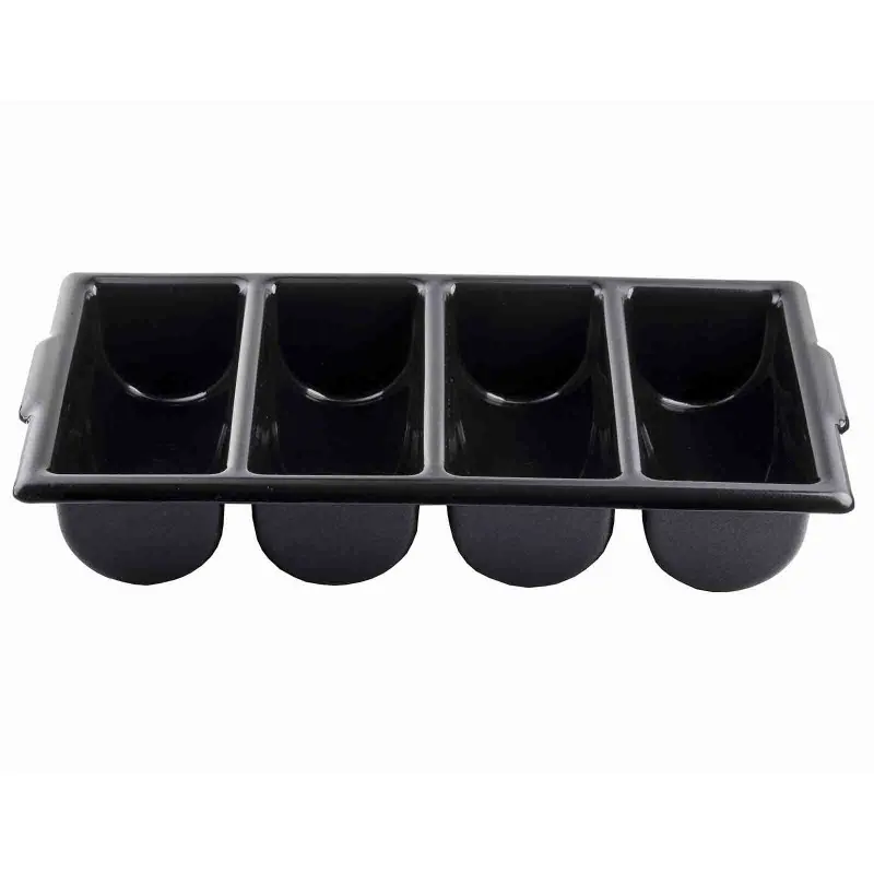 Tablecraft Cutlery Bin Black 21.75"x11.75"x3.75" - Polyethylene (High Density Copolymer) - Set of 12