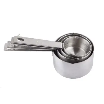 Tablecraft Measuring Cup Set 3.25"x2.5"x7" - Stainless Steel (201) Set of 4 - Includes 1/4c - 1/3c - 1/2c - 1c