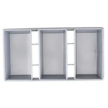 Aluminized Steel 3-Loaf Strapped Bread Pan 18"x9.5"x2.75" - 8.5 x 4.5 x 2.75" Pans - Non-Stick Silicone Glaze