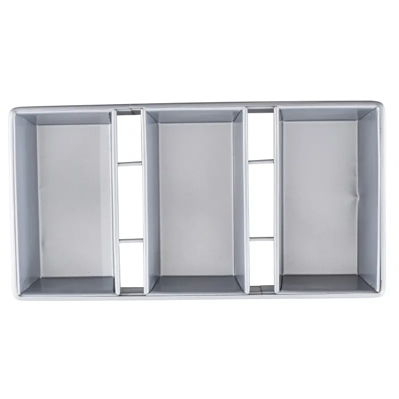 Aluminized Steel 3-Loaf Strapped Bread Pan 18"x9.5"x2.75" - 8.5 x 4.5 x 2.75" Pans - Non-Stick Silicone Glaze