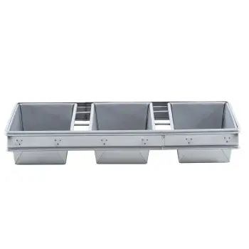 Aluminized Steel 3-Loaf Strapped Bread Pan 18"x9.5"x2.75" - 8.5 x 4.5 x 2.75" Pans - Non-Stick Silicone Glaze