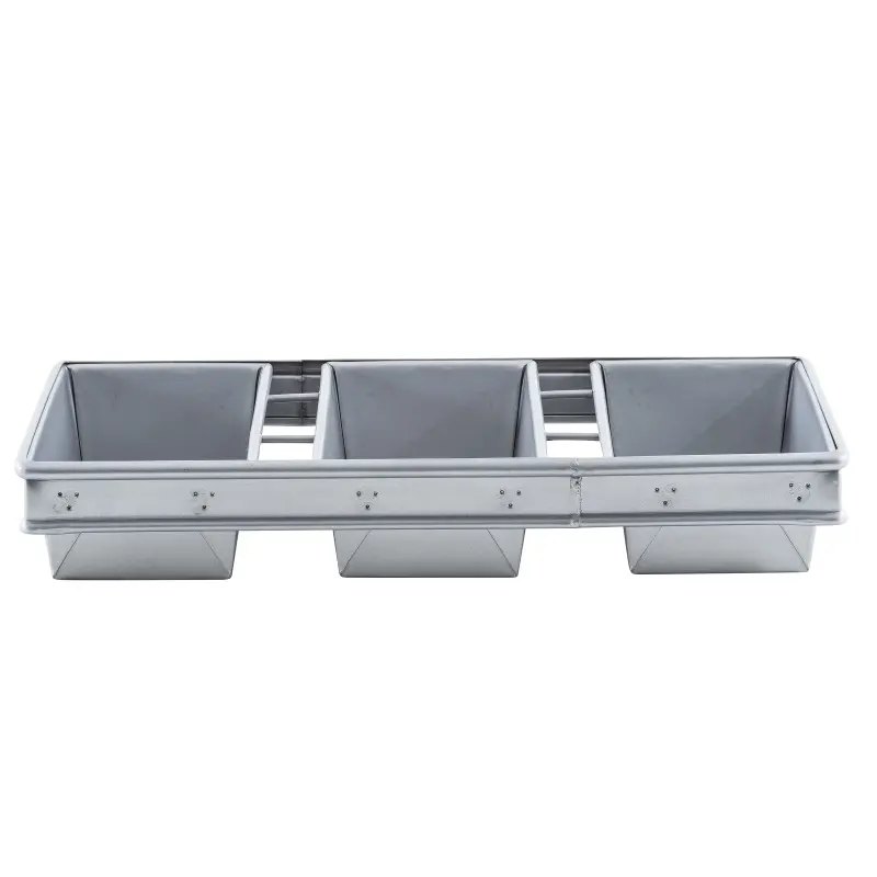 Aluminized Steel 3-Loaf Strapped Bread Pan 18"x9.5"x2.75" - 8.5 x 4.5 x 2.75" Pans - Non-Stick Silicone Glaze