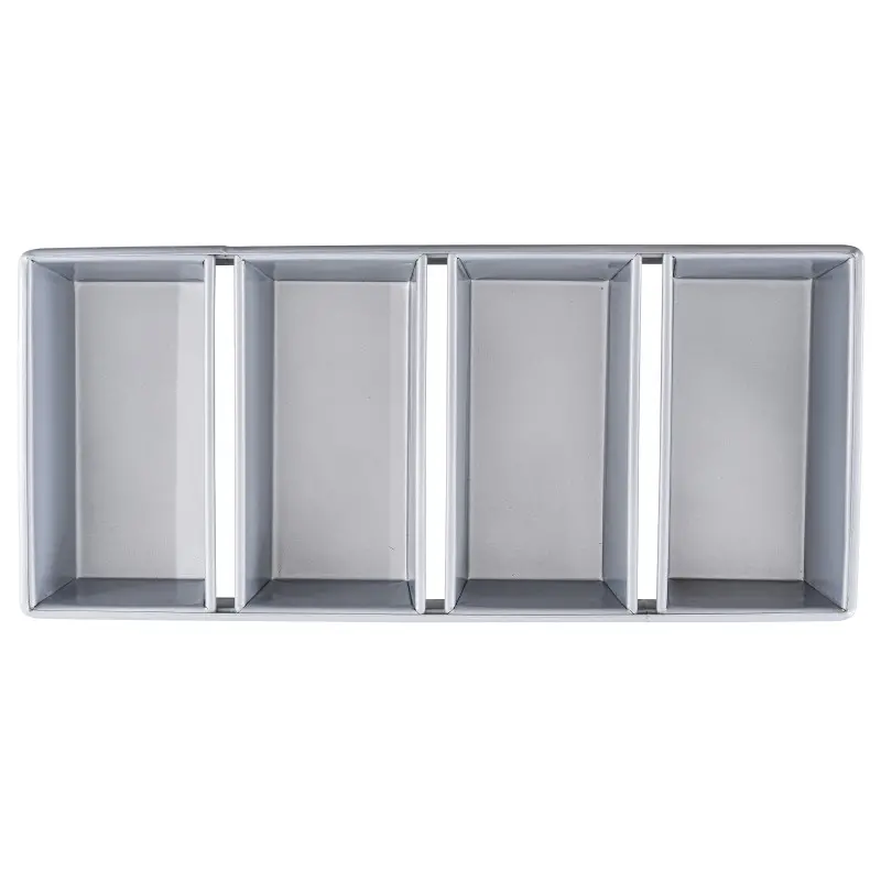 Aluminized Steel 4-Loaf Strapped Bread Pan 21"x9.5"x2.75" - 8.5 x 4.5 x 2.75" Pans - Non-Stick Silicone Glaze