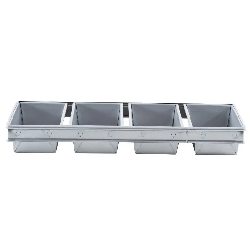 Aluminized Steel 4-Loaf Strapped Bread Pan 21"x9.5"x2.75" - 8.5 x 4.5 x 2.75" Pans - Non-Stick Silicone Glaze