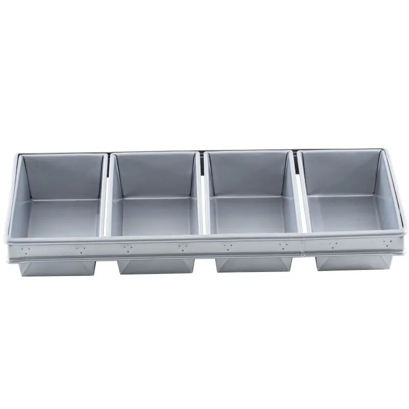 Aluminized Steel 4-Loaf Strapped Bread Pan 22"x10"x2.75" - 9 x 4.5 x 2.75" Pans - Non-Stick Silicone Glaze