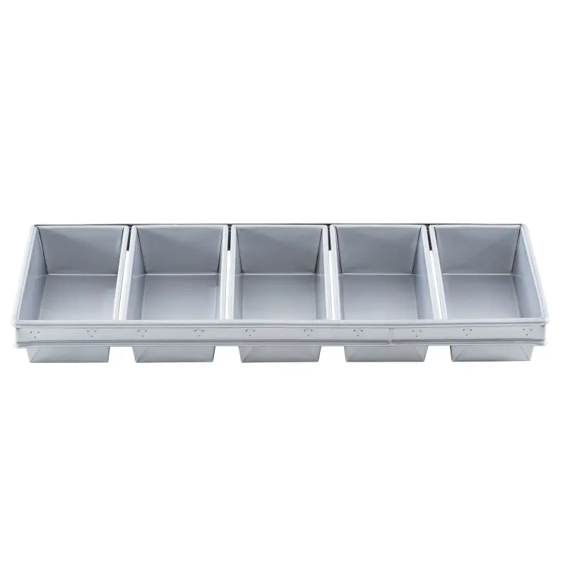 Aluminized Steel 5-Loaf Strap Bread Pan 26"x10"x2.75" - 9 x 4.5 x 2.75" Pans - Non-Stick Silicone Glaze