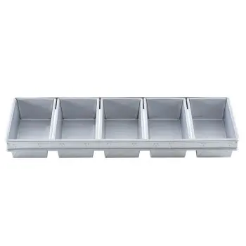 Aluminized Steel 6-Loaf Strap Bread Pan 25.75"x6"x2.25" - 5.5 x 3 x 2.25" Pans - Non-Stick Silicone Glaze
