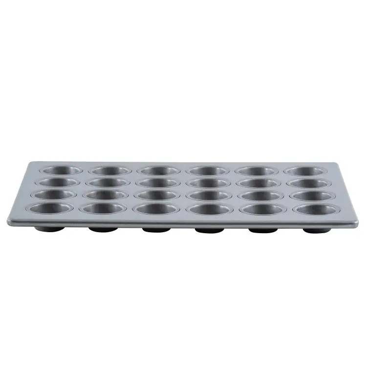 Aluminized Steel Mini Muffin Pan 1.5 OZ - 18"x13"x1" - 24 Cups (4 x 6) - Silicone Glazed Non-Stick Coating Aluminized Steel Mini Muffin Pan 1.5 OZ - 18"x13"x1" - 24 Cups (4 x 6) - Silicone Glazed Non-Stick Coating
