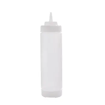 Tablecraft Dualway Squeeze Bottle 24 Oz. Clear - Polyethylene (LDPE) 63mm - Standard Cone-Tip Top - NSF - Set of 12