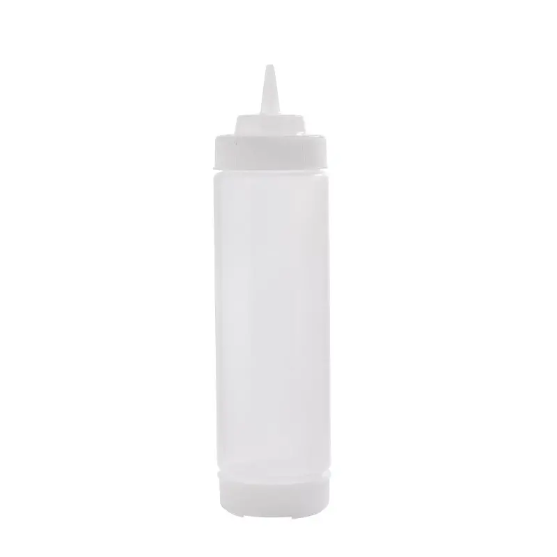 Tablecraft Dualway Squeeze Bottle 24 Oz. Clear - Polyethylene (LDPE) 63mm - Standard Cone-Tip Top - NSF - Set of 12