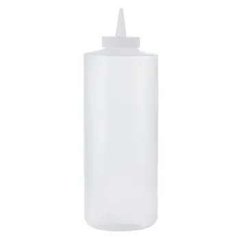 Tablecraft Selectop Widemouth Squeeze Bottle 32 Oz. Clear - Polyethylene (LDPE) 63mm - 3-Tip Top - Set of 12