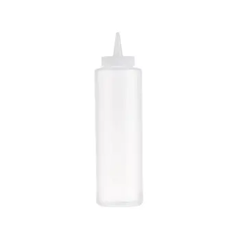 Tablecraft Squeeze Bottle 12 Oz. Clear 2.31"x2.31"x8.43" - Polyethylene (LDPE) 38mm - Standard TipTop - Set of 12