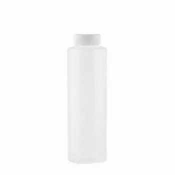 Tablecraft Squeeze Bottle 12 Oz. Clear 2.375"x2.375"x7.37" - Polyethylene (LDPE) - 38 mm White Hinged Top - Set of 12