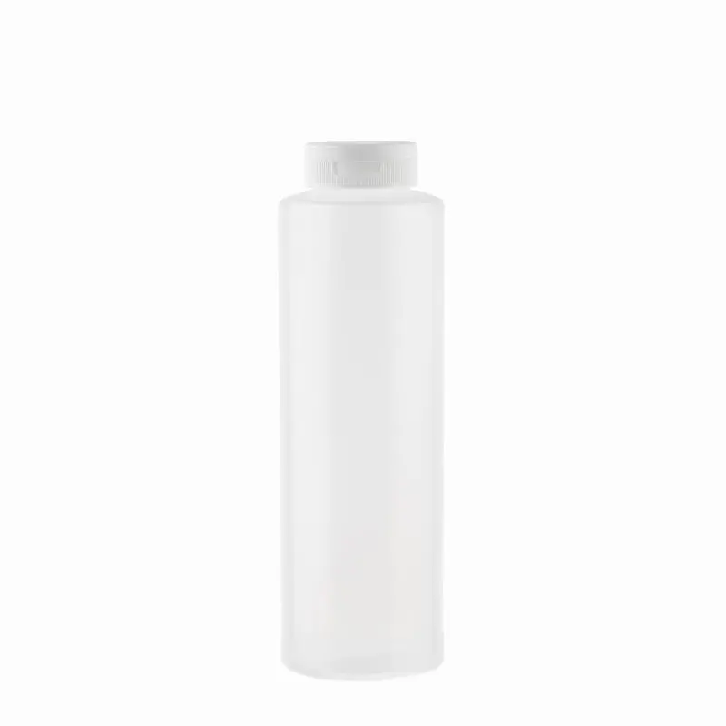 Tablecraft Squeeze Bottle 12 Oz. Clear 2.375"x2.375"x7.37" - Polyethylene (LDPE) - 38 mm White Hinged Top - Set of 12