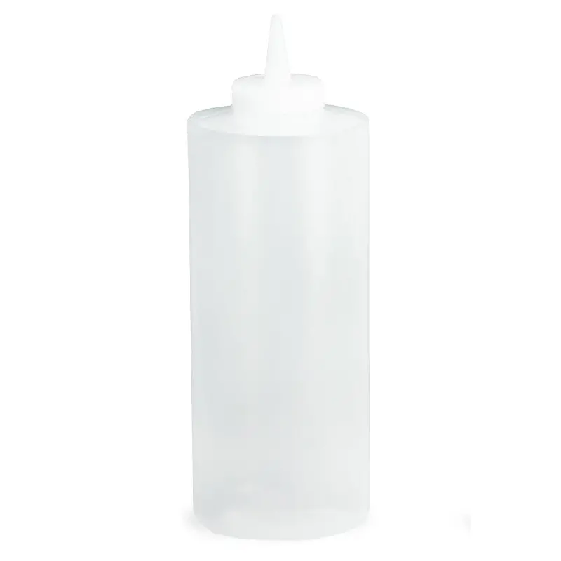 Tablecraft Squeeze Bottle 32 Oz. Clear 3.25"x3.25"x9.37" - Polyethylene (LDPE) 38mm - Standard TipTop - Set of 12