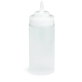 Tablecraft Widemouth Squeeze Bottle 16 Oz. Clear - Polyethylene (LDPE) 63mm - Standard TipTop - NSF - Set of 24