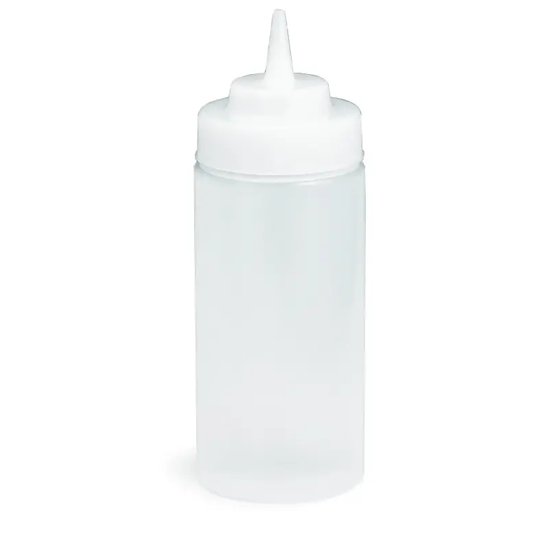 Tablecraft Widemouth Squeeze Bottle 16 Oz. Clear - Polyethylene (LDPE) 63mm - Standard TipTop - NSF - Set of 24