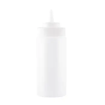 Tablecraft Widemouth Squeeze Bottle 16 Oz. Clear - Polyethylene (LDPE) 63mm - Wide TipTop - NSF - Set of 24