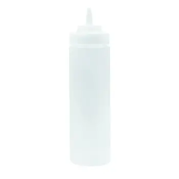 Tablecraft Widemouth Squeeze Bottle 24 Oz. Clear - Polyethylene (LDPE) 63mm - Wide TipTop - NSF - Set of 12