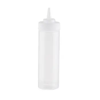 Tablecraft Widemouth Squeeze Bottle 12 Oz. Clear- Polyethylene (LDPE) 53mm - Standard TipTop - NSF - Set of 12