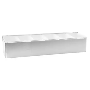 Tablecraft 6 Compartment Condiment Holder With Open Bottom 17.75"x5.875"x3.625" - Stainless Steel (18/0)
