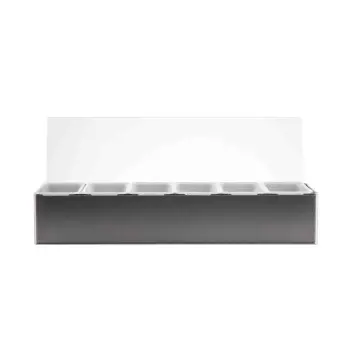 Tablecraft 6 Compartment Condiment Holder With Open Bottom 17.75"x5.875"x3.625" - Stainless Steel (18/0)