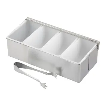Tablecraft Bar Condiment Holder 12"x6"x3.5" - Stainless Steel (18/0) - Set of 4
