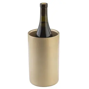 Tablecraft Round Double Wall Wine Cooler Gold 4.75"x4.75"x7.875" - Stainless Steel (Coated)