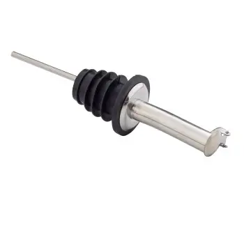 Tablecraft Free Flow Free Flow Liquor Pourer With Hinged Flip Lid 1.1875"x1.1875"x4.75" - Stainless Steel (18/8) - Set o