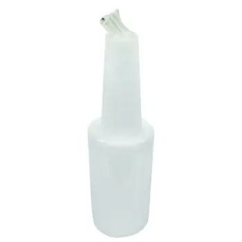 Tablecraft Mix Pourer 1 Qts 3.688"x3.688"x13.625" - Poly. (HDPE) White Cap - Clear Spout - Set of 12
