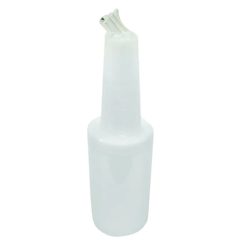 Tablecraft Mix Pourer 1 Qts 3.688"x3.688"x13.625" - Poly. (HDPE) White Cap - Clear Spout - Set of 12