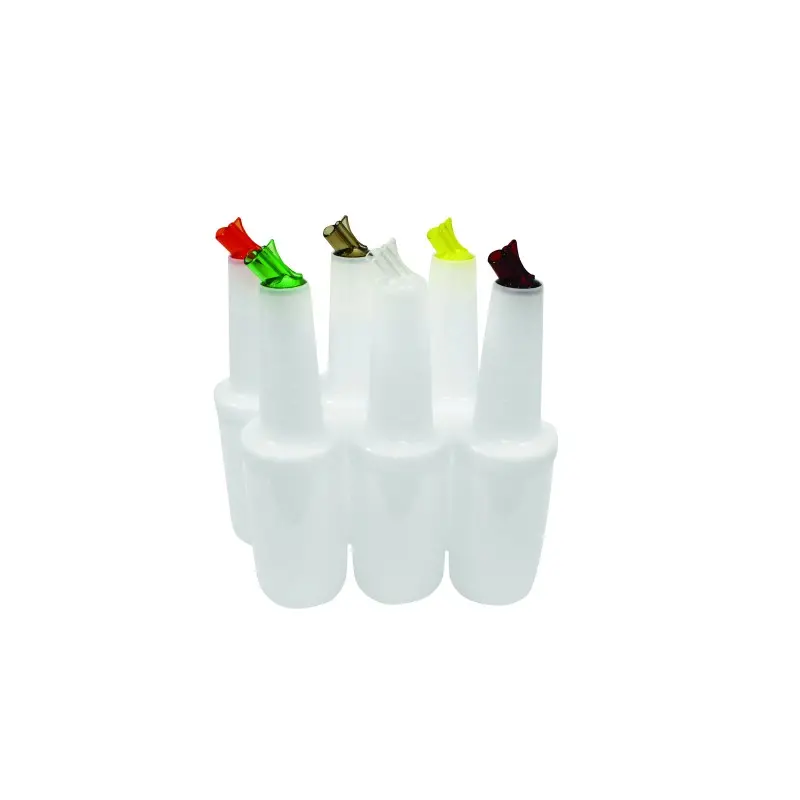 Tablecraft Mix Pourer 1 Qts 3.688"x3.688"x13.625" - Poly. (HDPE) Includes (2) each Color - 12-Pack