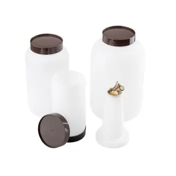 Tablecraft PourMaster Backup Mix Bottle 1 Qts Assorted - Polyethylene (HDPE) Includes Jar and Cap - Set of 12
