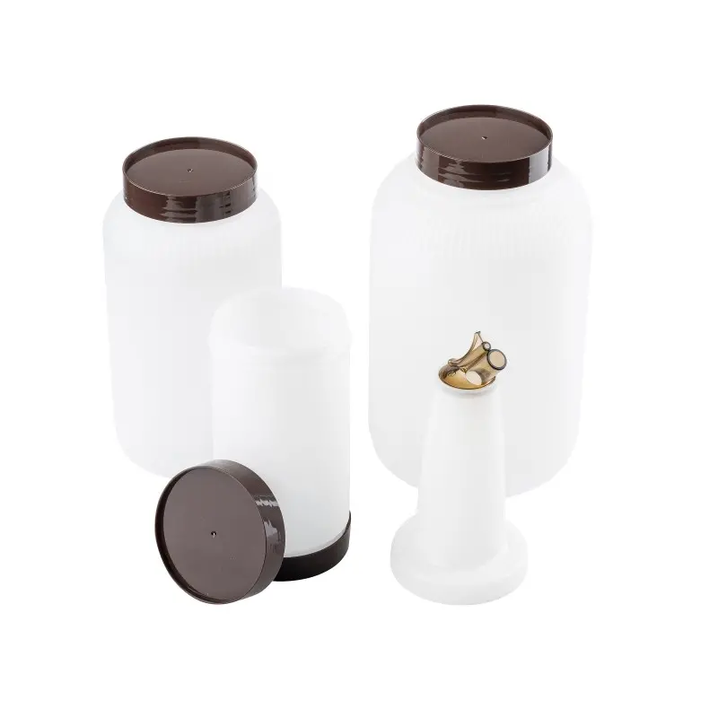 Tablecraft PourMaster Backup Mix Bottle 1 Qts Assorted - Polyethylene (HDPE) Includes Jar and Cap - Set of 12